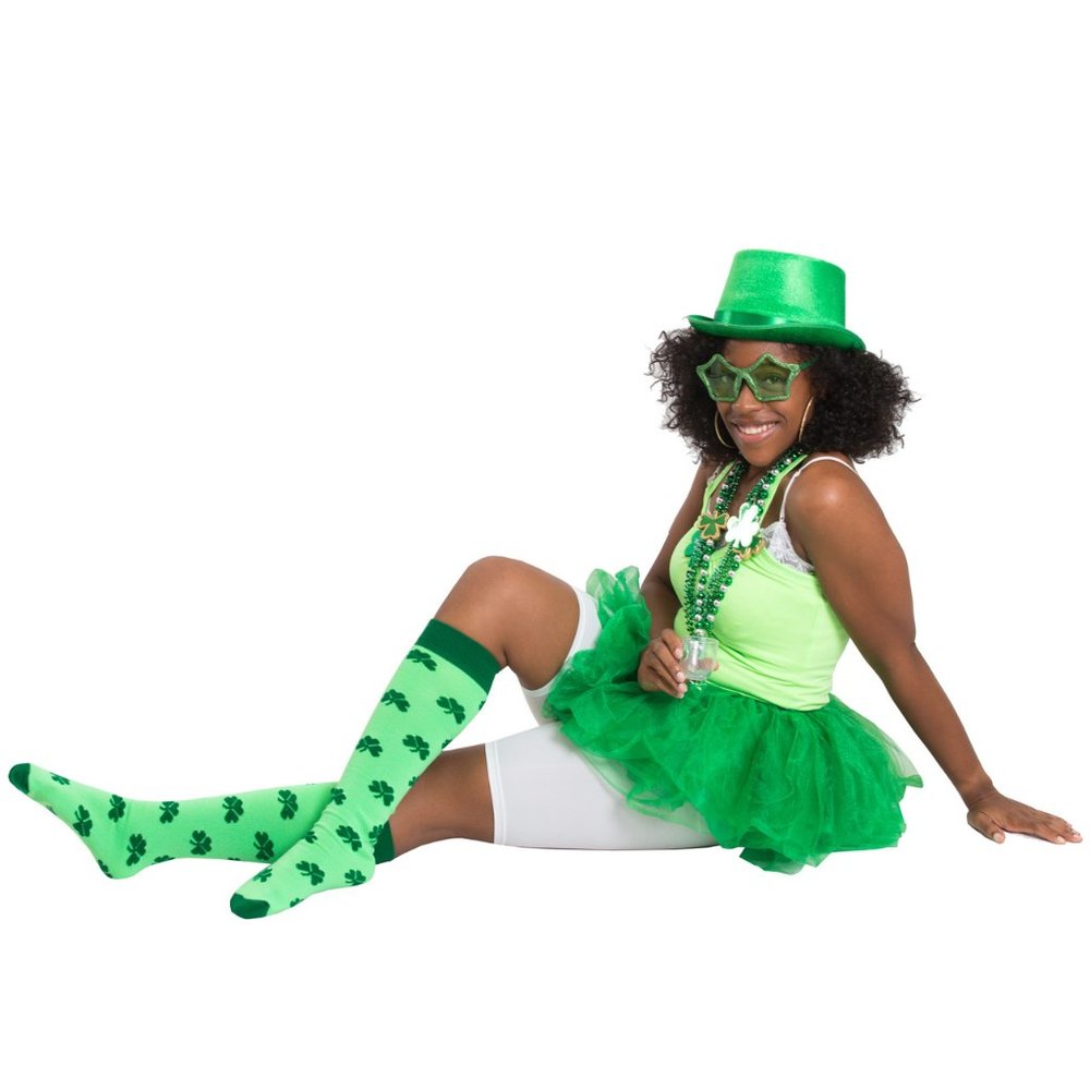 Neon Green Shamrock Socks